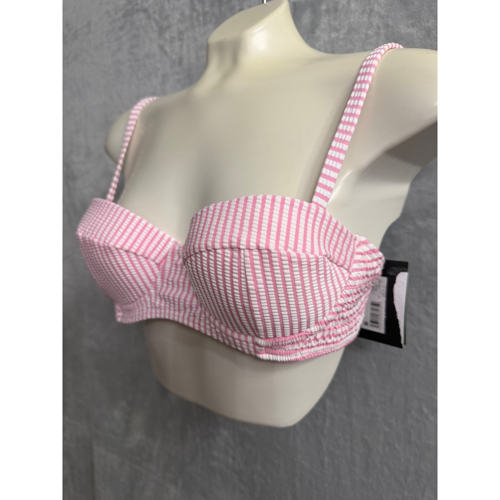 Kate Spade New York Pink White Smocked Bikini Bra Top. NWT. XS - Picture 3 of 9